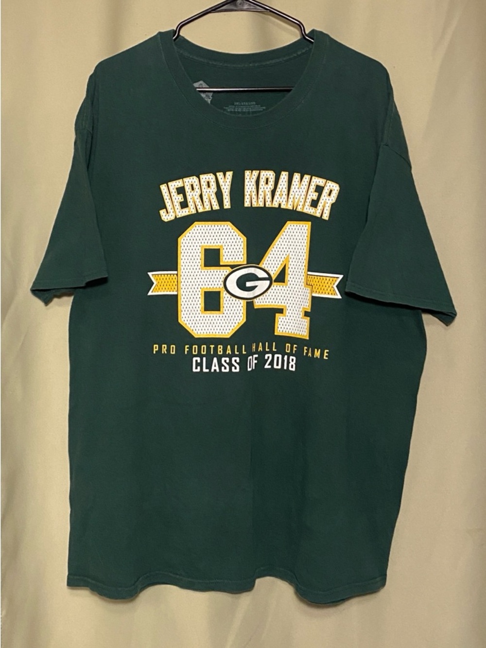 Green Bay Packers Jerry Kramer 64 pro Football Hall of Fame class of 2018 T 2XL